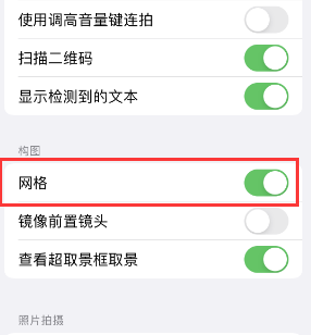 椰林镇苹果手机维修网点分享iPhone如何开启九宫格构图功能 