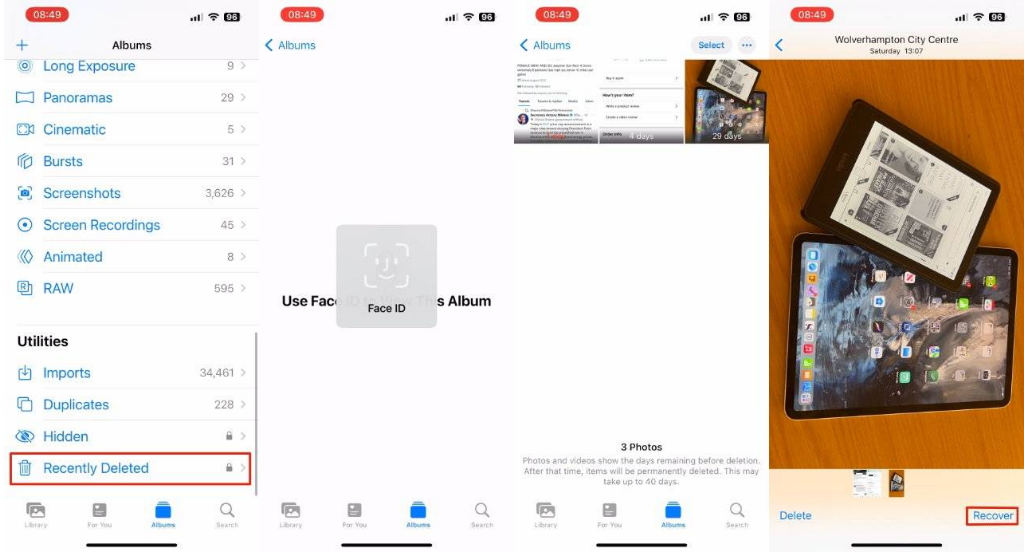 椰林镇苹果14维修分享 iPhone14 上恢复已删除的照片 