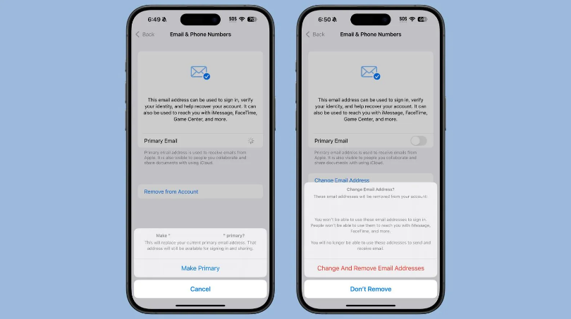 椰林镇苹果手机维修分享苹果 iOS 18.1 支持设置“主要”邮箱地址并更改 iCloud 邮箱 