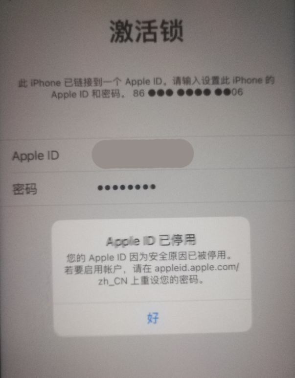 椰林镇苹果手机维修分享iPhone 12 出现提示“Apple ID 已停用”怎么办 